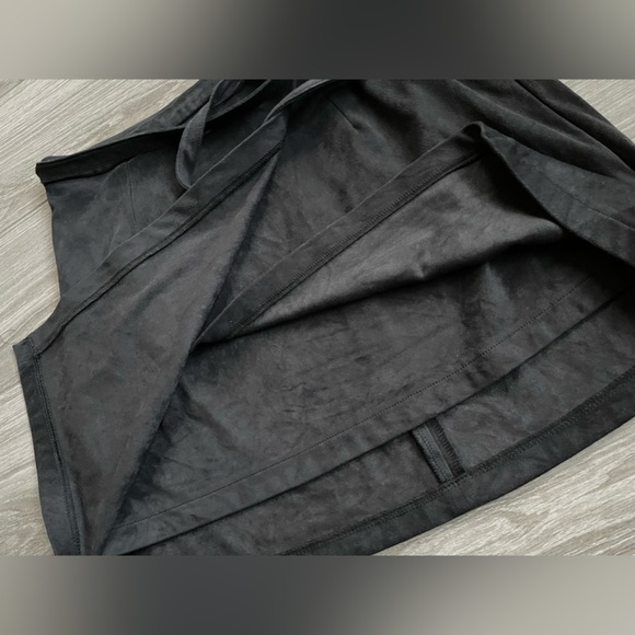 Living Doll Faux Suede Black Mini Skirt, Tie Front Wrap Style—Size Medium• - Picture 5 of 11
